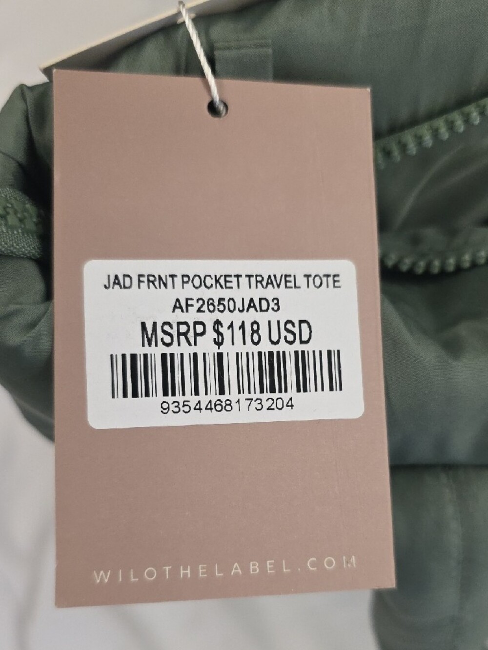 Wilo Travel JAD Front Pocket Travel Tote Sage Green MSRP $118 NWT - Picture 15 of 15